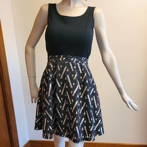 Xhilaration Black and Gold Party Dress, Size Small
